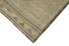 Vintage Herki Bej Eskitme Pamuk Yün El Dokuma Halısı 86x354 Agacan