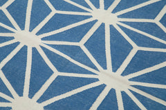 Geometric Duri Mavi Geometrik Pamuk Yün El Dokuma Halısı 111x167 Agacan
