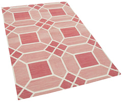 Geometric Duri Kırmızı Geometrik Pamuk Yün El Dokuma Halısı 108x164 Agacan