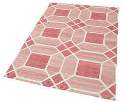 Geometric Duri Kırmızı Geometrik Pamuk Yün El Dokuma Halısı 108x164 Agacan