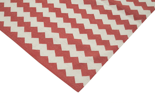 Geometric Duri Kırmızı Geometrik Pamuk Yün El Dokuma Halısı 241x294 Agacan