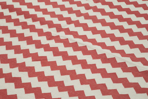 Geometric Duri Kırmızı Geometrik Pamuk Yün El Dokuma Halısı 241x294 Agacan
