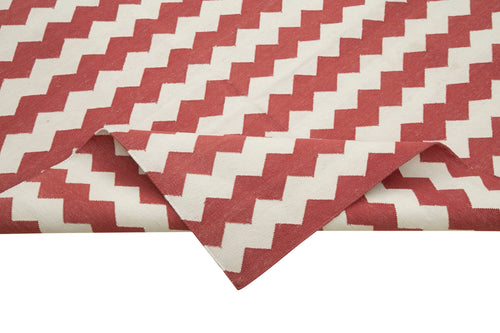 Geometric Duri Kırmızı Geometrik Pamuk Yün El Dokuma Halısı 241x294 Agacan