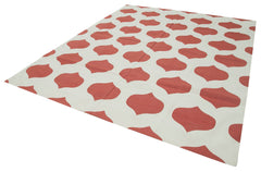 Geometric Duri Kırmızı Geometrik Pamuk Yün El Dokuma Halısı 244x296 Agacan