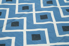 Geometric Duri Mavi Geometrik Pamuk Yün El Dokuma Halısı 303x415 Agacan