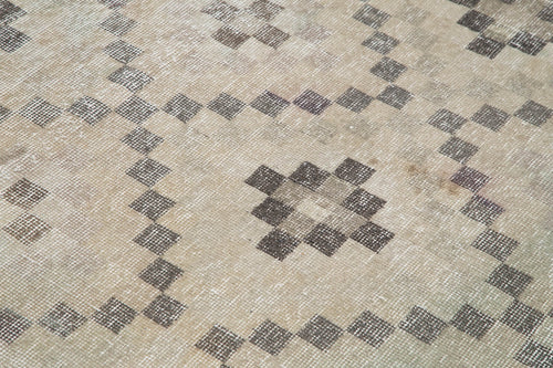 Checkered Kilim Bej Damalı Pamuk Yün El Dokuma Halısı 162x312 Agacan