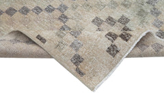 Checkered Kilim Bej Damalı Pamuk Yün El Dokuma Halısı 162x312 Agacan