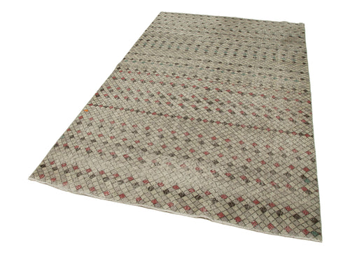 Checkered Kilim Bej Damalı Pamuk Yün El Dokuma Halısı 150x250 Agacan