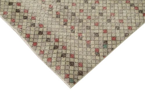 Checkered Kilim Bej Damalı Pamuk Yün El Dokuma Halısı 150x250 Agacan