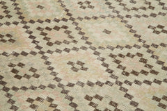 Checkered Kilim Bej Damalı Pamuk Yün El Dokuma Halısı 128x258 Agacan