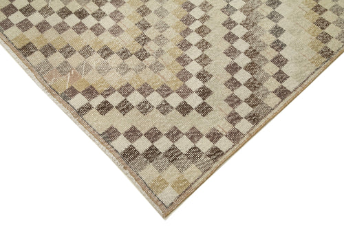 Checkered Kilim Bej Damalı Pamuk Yün El Dokuma Halısı 172x270 Agacan