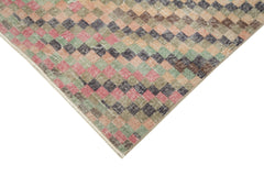 Checkered Kilim Beyaz Damalı Pamuk Yün El Dokuma Halısı 160x354 Agacan