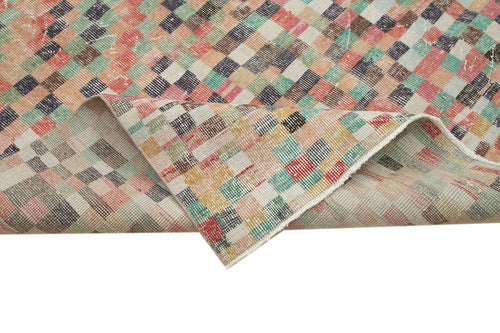 Checkered Kilim Beyaz Damalı Pamuk Yün El Dokuma Halısı 160x354 Agacan