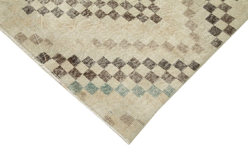 Checkered Kilim Bej Damalı Pamuk Yün El Dokuma Halısı 141x263 Agacan