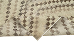 Checkered Kilim Bej Damalı Pamuk Yün El Dokuma Halısı 141x263 Agacan