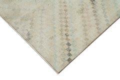 Checkered Runner Bej Geometrik Pamuk Yün El Dokuma Halısı 127x317 Agacan