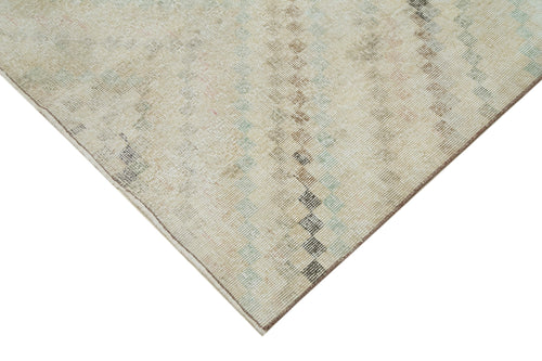 Checkered Runner Bej Geometrik Pamuk Yün El Dokuma Halısı 127x317 Agacan