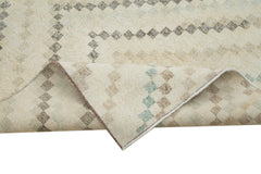 Checkered Runner Bej Geometrik Pamuk Yün El Dokuma Halısı 127x317 Agacan
