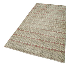 Checkered Kilim Bej Damalı Pamuk Yün El Dokuma Halısı 125x280 Agacan