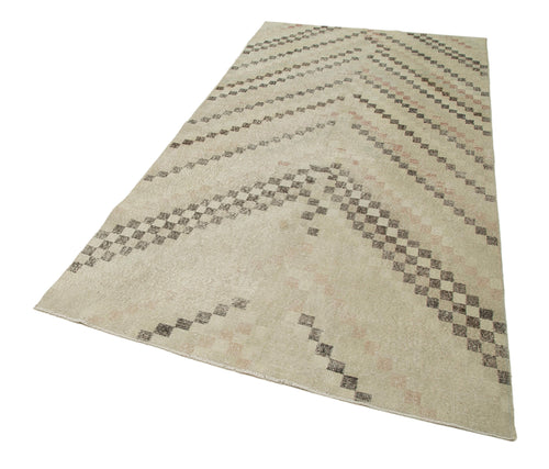 Checkered Kilim Bej Damalı Pamuk Yün El Dokuma Halısı 148x268 Agacan