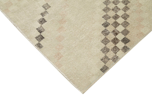 Checkered Kilim Bej Damalı Pamuk Yün El Dokuma Halısı 148x268 Agacan