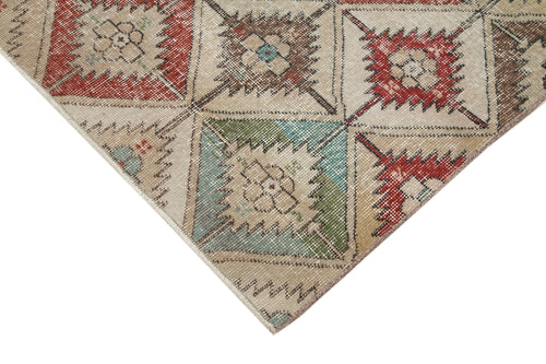 Checkered Vintage Beyaz Eskitme Pamuk Yün El Dokuma Halısı 118x214 Agacan