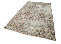 Checkered Kilim Beyaz Damalı Pamuk Yün El Dokuma Halısı 180x320 Agacan