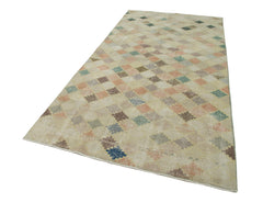 Checkered Kilim Sarı Damalı Pamuk Yün El Dokuma Halısı 152x300 Agacan