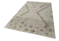 Checkered Kilim Bej Damalı Pamuk Yün El Dokuma Halısı 174x290 Agacan