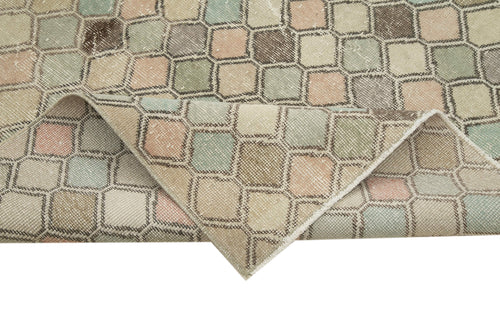 Checkered Kilim Bej Damalı Pamuk Yün El Dokuma Halısı 163x291 Agacan