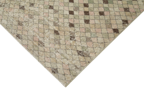 Checkered Kilim Kahverengi Damalı Pamuk Yün El Dokuma Halısı 167x324 Agacan