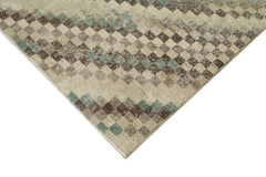 Checkered Kilim Kahverengi Damalı Pamuk Yün El Dokuma Halısı 195x300 Agacan