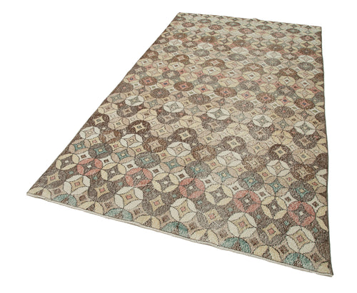 Checkered Kilim Kahverengi Damalı Pamuk Yün El Dokuma Halısı 147x280 Agacan