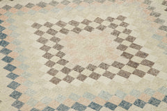 Checkered Kilim Bej Damalı Pamuk Yün El Dokuma Halısı 178x304 Agacan