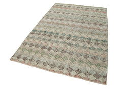 Checkered Kilim Beyaz Damalı Pamuk Yün El Dokuma Halısı 140x218 Agacan