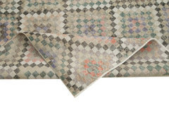 Checkered Kilim Bej Damalı Pamuk Yün El Dokuma Halısı 162x268 Agacan