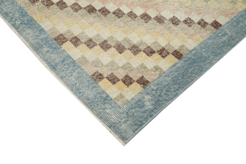 Checkered Kilim Bej Damalı Pamuk Yün El Dokuma Halısı 142x261 Agacan