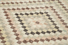 Checkered Kilim Bej Damalı Pamuk Yün El Dokuma Halısı 142x261 Agacan