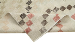 Checkered Kilim Bej Damalı Pamuk Yün El Dokuma Halısı 161x278 Agacan