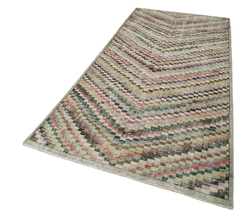 Checkered Kilim Beyaz Damalı Pamuk Yün El Dokuma Halısı 137x278 Agacan