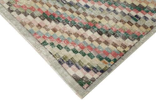 Checkered Kilim Beyaz Damalı Pamuk Yün El Dokuma Halısı 137x278 Agacan