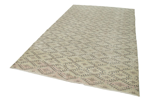 Checkered Kilim Bej Damalı Pamuk Yün El Dokuma Halısı 184x306 Agacan