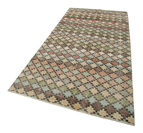 Checkered Kilim Beyaz Damalı Pamuk Yün El Dokuma Halısı 135x280 Agacan