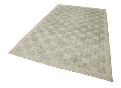 Checkered Kilim Bej Damalı Pamuk Yün El Dokuma Halısı 187x310 Agacan