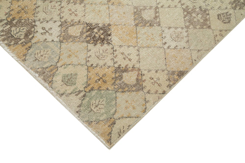 Checkered Kilim Bej Damalı Pamuk Yün El Dokuma Halısı 156x290 Agacan