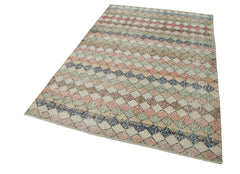 Checkered Kilim Beyaz Damalı Pamuk Yün El Dokuma Halısı 150x216 Agacan