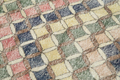 Checkered Kilim Beyaz Damalı Pamuk Yün El Dokuma Halısı 116x271 Agacan