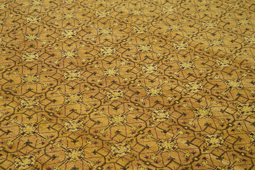 Tebriz Sarı Klasik Pamuk Yün El Dokuma Halısı 243x304 Agacan