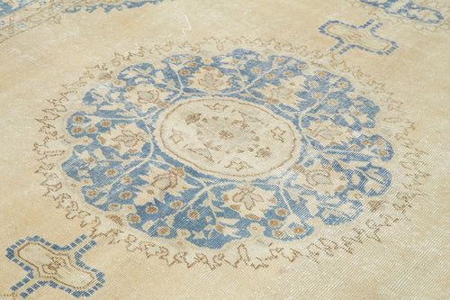 Vintage Mavi Eskitme Pamuk Yün El Dokuma Halısı 218x309 Agacan