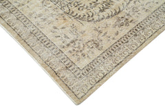 Vintage Bej Eskitme Pamuk Yün El Dokuma Halısı 208x318 Agacan